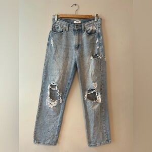 Just Black Light Blue Distressed Wide Leg Jeans